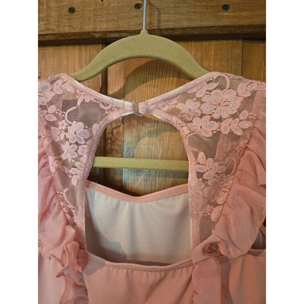 WEISSMAN - Kids Large LC Pink Lyrical Dance Costume Dress Lace Keyhole Back